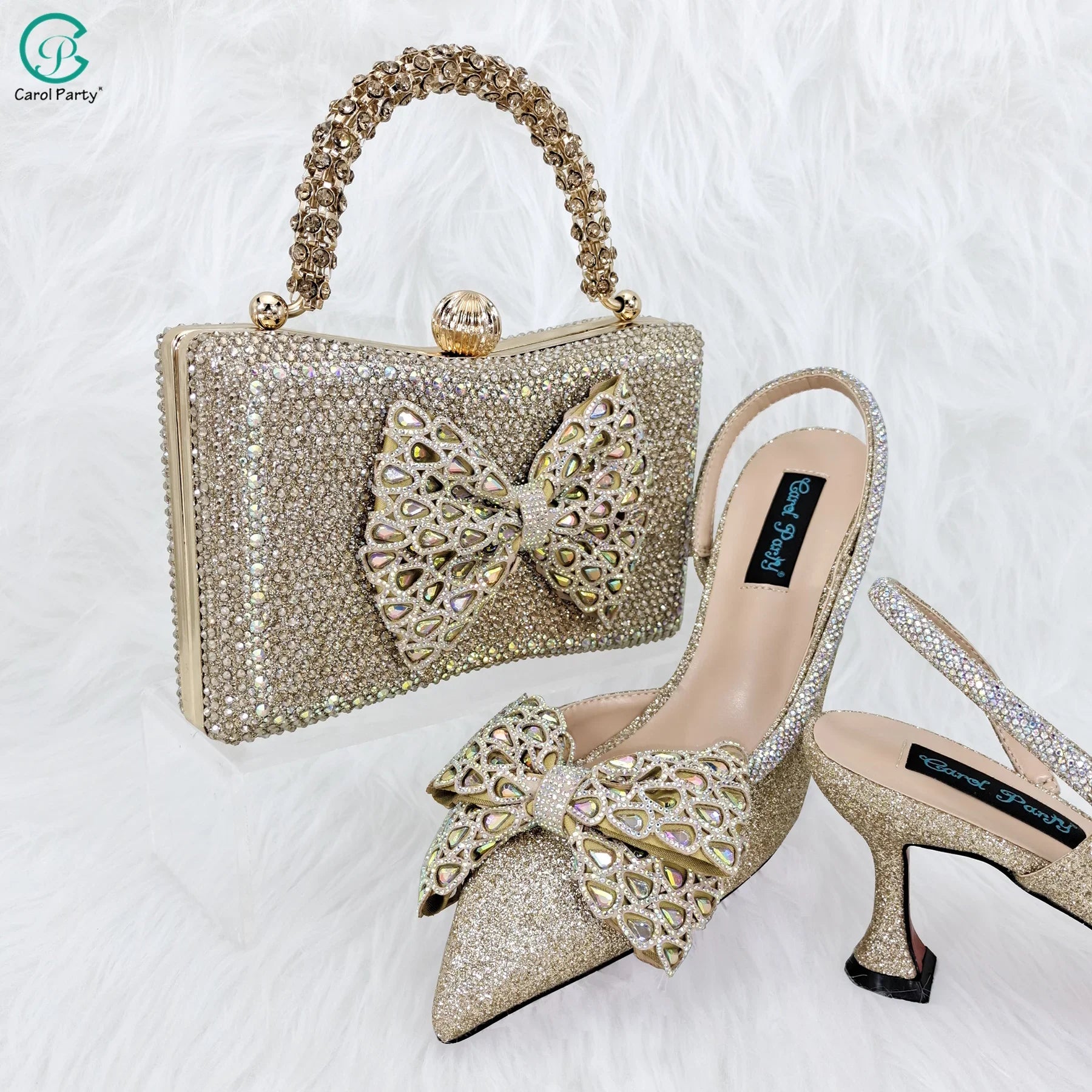 princess style  Young Girl Rhinestone-encrusted Bag & Comfortable  High Heels