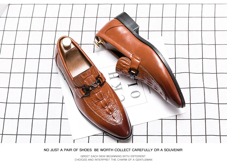New Dress Leather Lofers Men Classic Casual Business Shoes For Men Social Party Leather Shoes Slip On Wedding Office Shoes Male