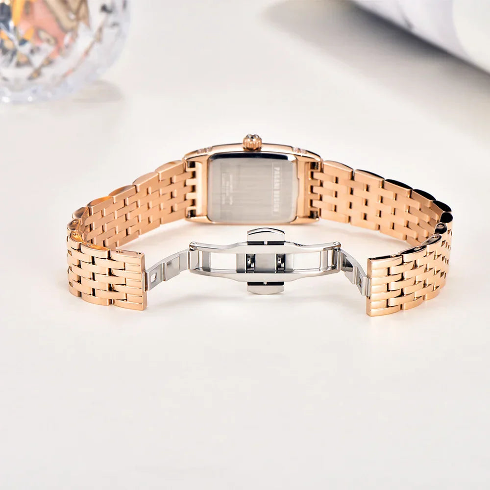 New 22mm Square Women's Quartz Watch Stainless Steel Sapphire Glass 50m Waterproof Women's Quartz Watch