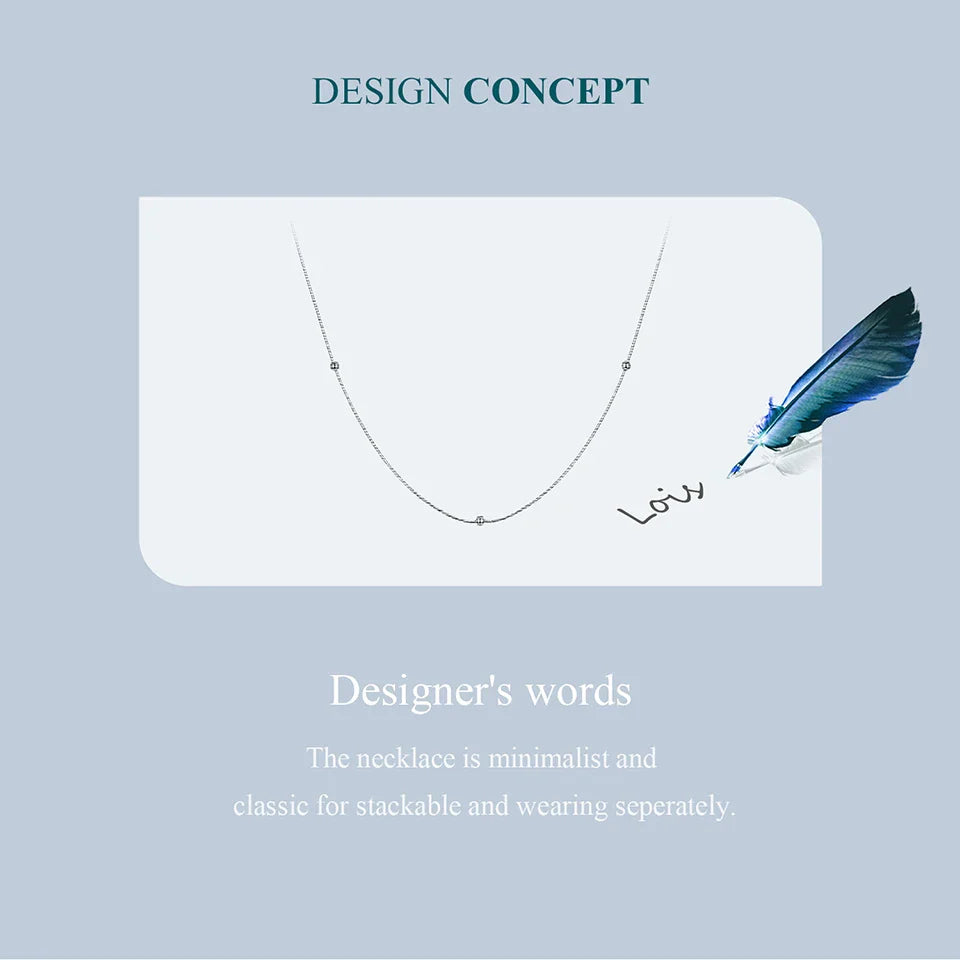 Gold Plated Beads Snake Chain Necklace for Women, 925 Sterling Silver Adjustable Basic Chain Necklace Wedding Jewelry