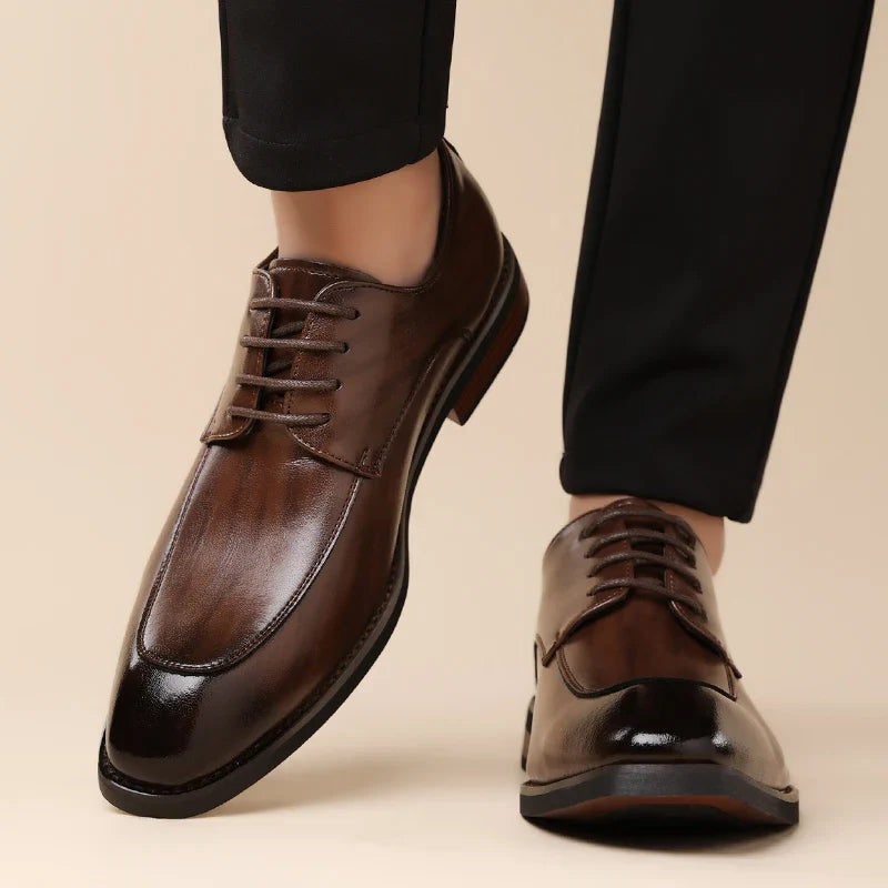 Men's Formal Leather Shoes, Comfortable Soft Sole Office Derby Shoes, Breathable Anti-Slip Business Men's Shoes-HT1009