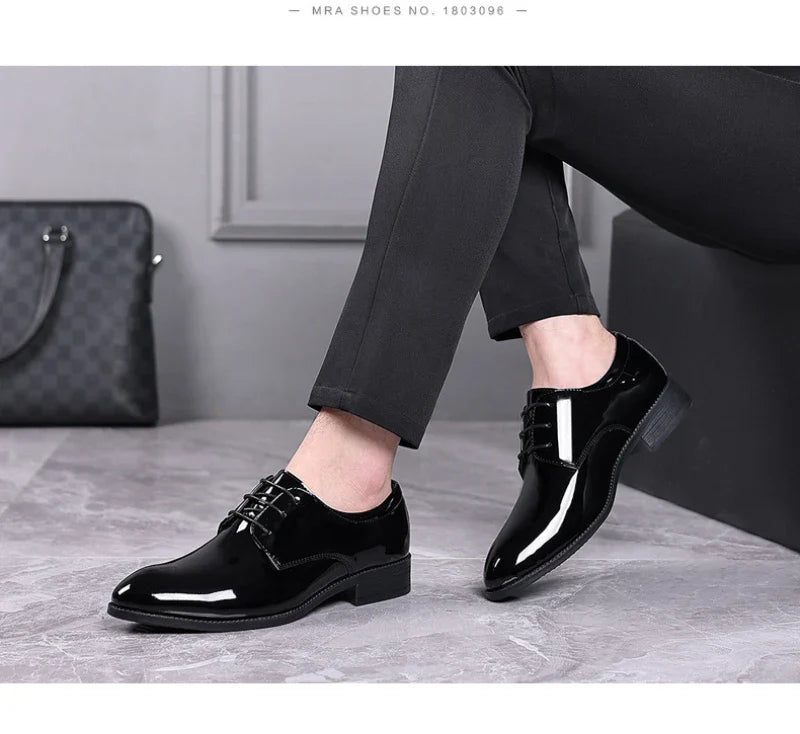 Spring British Style Formal Dress Shoes Black Business Oxfords For Groom Wedding Office Comfortable Big Size Footwear Non Slip