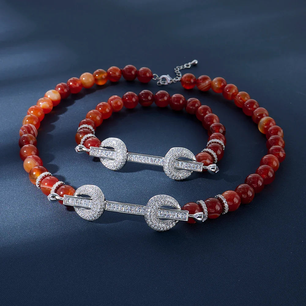 015810 Beaded Choker for Women Color Natural Stone Necklace Set Daily Wear Ceremony Engament Cocktail Party Jewelry Accessories