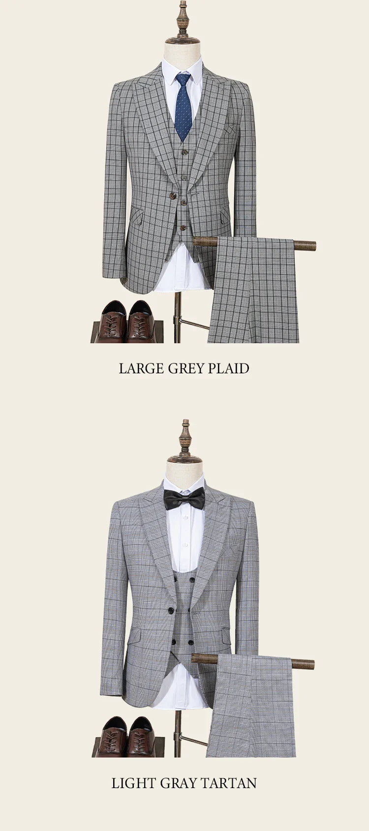 Stylish Checkered Suit 3 Piece Set Men Business Casual Wedding Outfit Slim Fit man suits