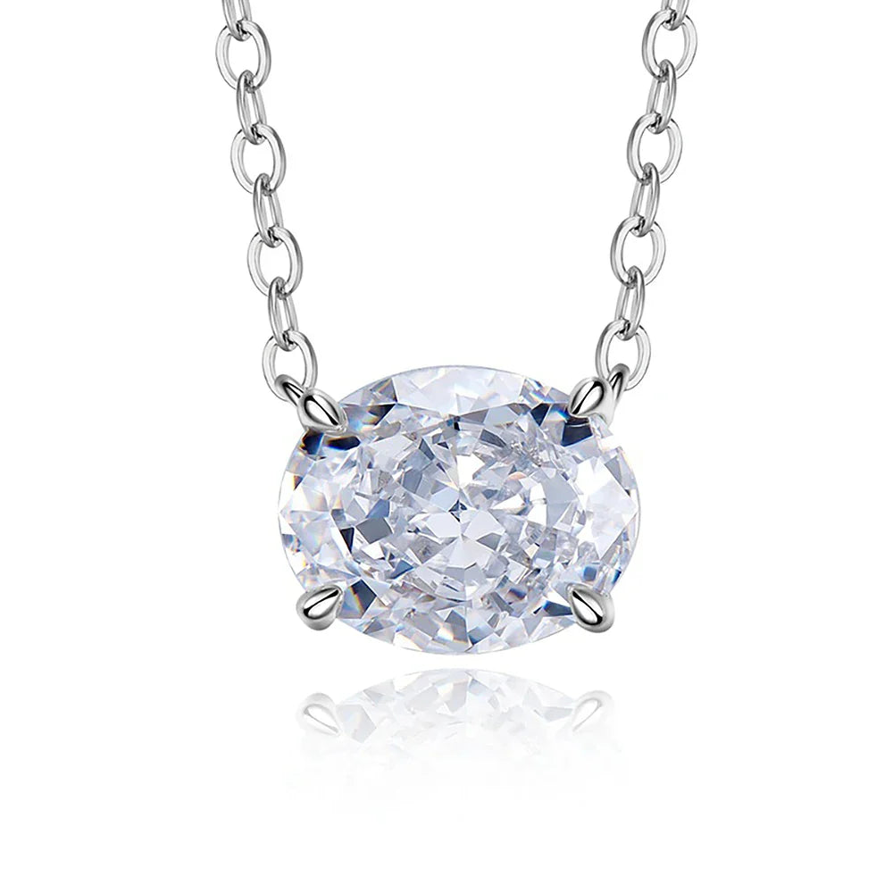 3CT Oval Cut Moissanite Pendant Necklace for Women  Certified 8*10mm Lab Diamond Neck Chain 925 Sterling Silver Fine Jewelry