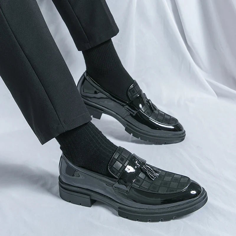 Leather Men Casual Black Tassel Loafers Handmade Soft Leisure Shoes Breathable Slip-On Comfortable for Drive Footwear Moccasins