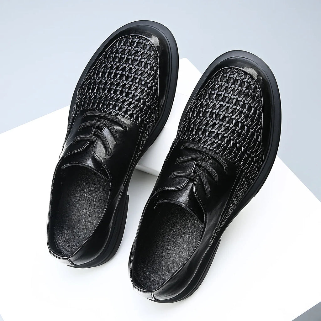 Summer Hallow Breathable Elegant Shoes Man Black Fashion Business Casual Shoe Male Lace Designer Leather Shoes for Men