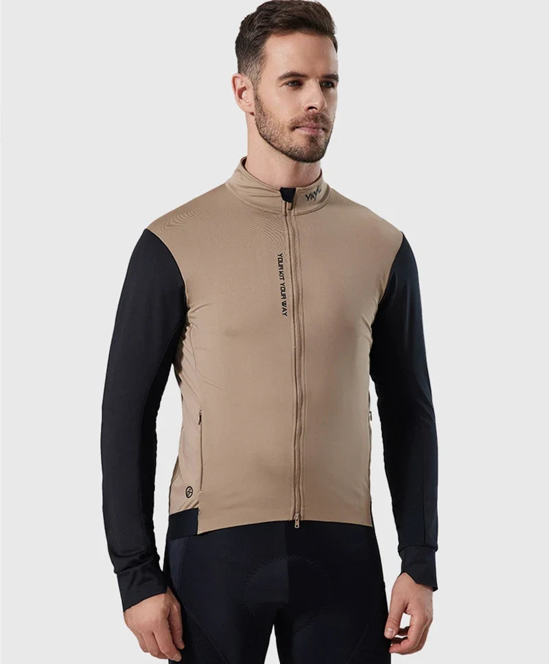 Men's Windproof Waterproof Long Sleeve Cycling Jacket MTB Bike Coat Bicycle Sports Windbreaker Double Zipper Cycling Jersey