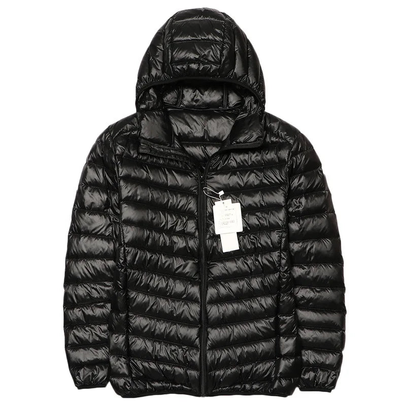 2025 Autumn and Winter New Lightweight Down Jacket Men's Short Hooded Joker Lightweight Thin White Duck Down Plus Size Coat