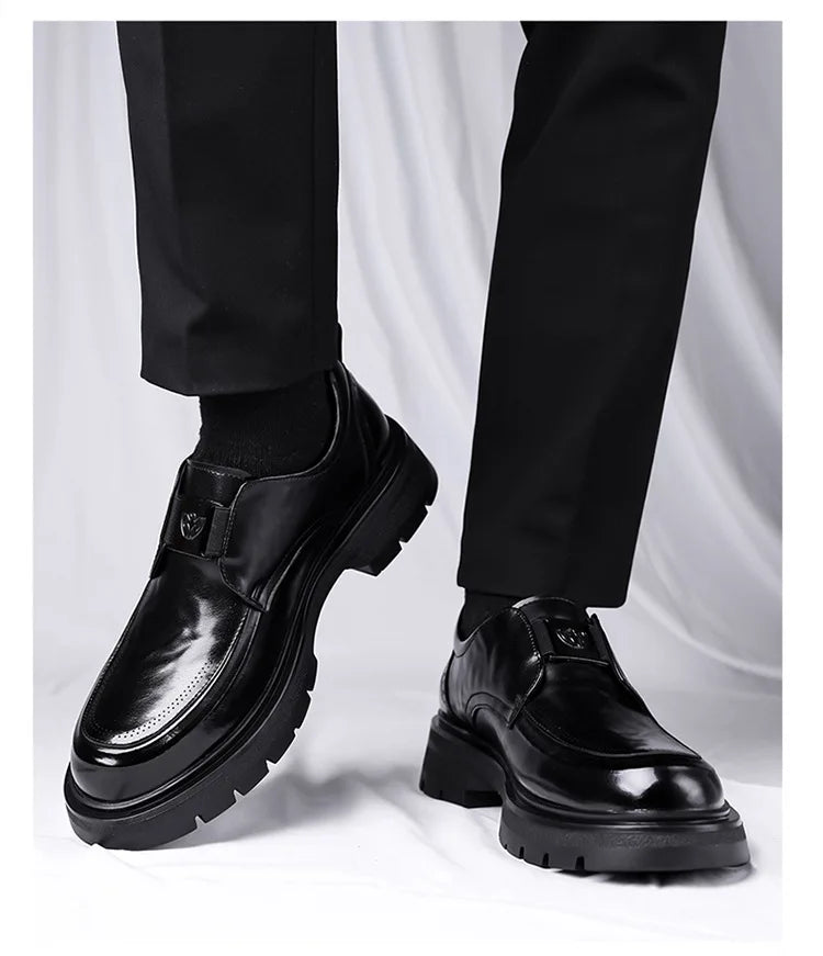 Spring Autumn New Increase Leather Shoes for Men Black Business Casual Platform Shoes Male Fashion High Quality Dress Shoe Man