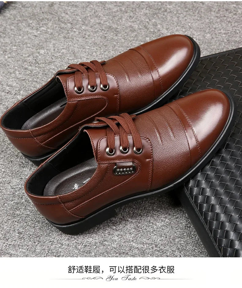 Men's Genuine Cow Leather Shoes Business Casual Shoes With Triple-Stitched Soles For Middle-Aged And Elderly Men 2025