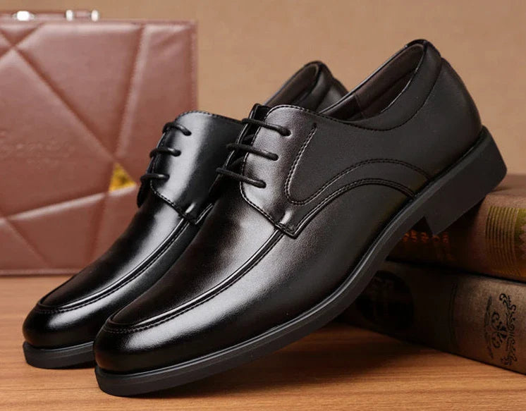 Office Men's Leather Derby Shoes Flat Black Male Casual Shoe Lace Up New in Promotion Adults Fashion 2025 Classic Original Trend