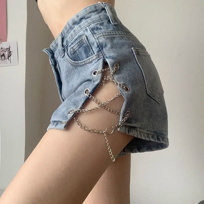 Short Pants for Woman To Wear Sexy Mini Women's Shorts Jeans Denim Biker Clothes Design Outfits Aesthetic Korean Style Elasticty