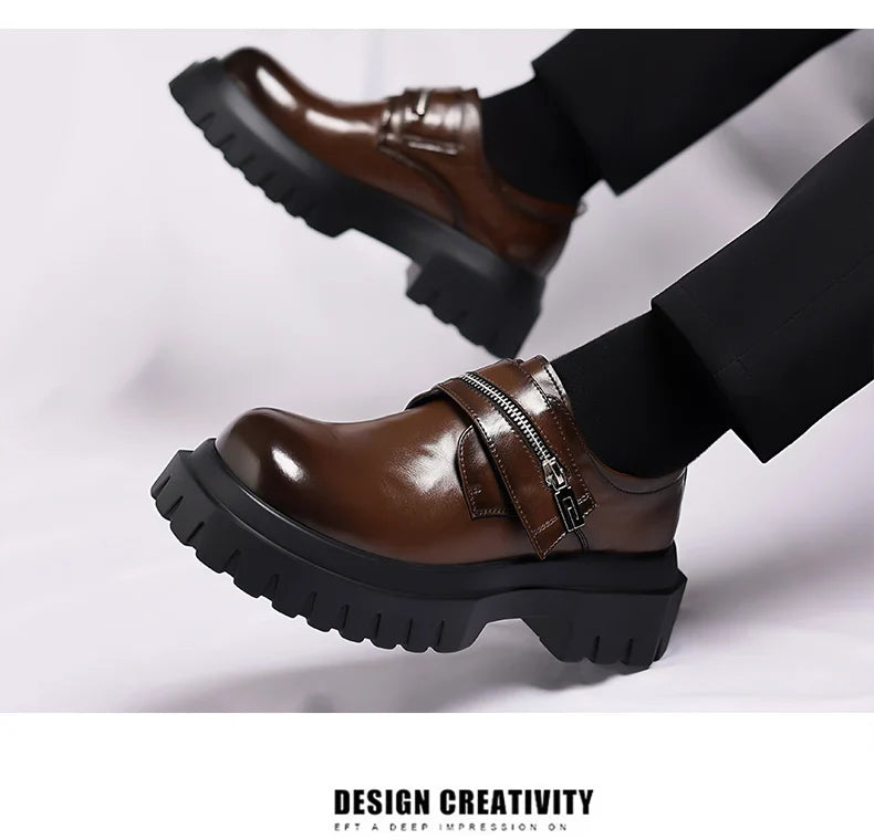 2026 New Derby men's leather shoes Thick bottomed British style design Leisure Party Business Office Luxury adult shoes