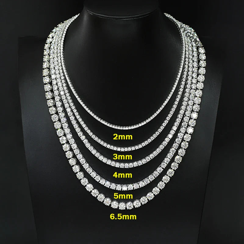 2/2.5/3/4/5mm Full D Color VVS1 Moissanite Tennis Necklace for Woman Man 925 Silver GRA Certified Party Bridal Neck Chain