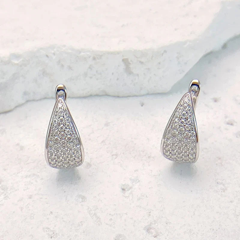 Full D Color Moissanite Earrings 925 Sterling Silver for Women Lab Diamond Plated White Gold Earrings Wedding Jewelry