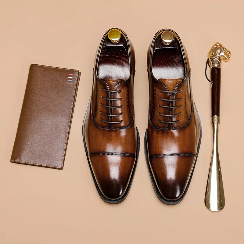 New Style Men's Shoes Formal Dress Shoes Male Oxfords Men Genuine Leather Office Shoes Elegant Wedding Party Lace-up Shoes