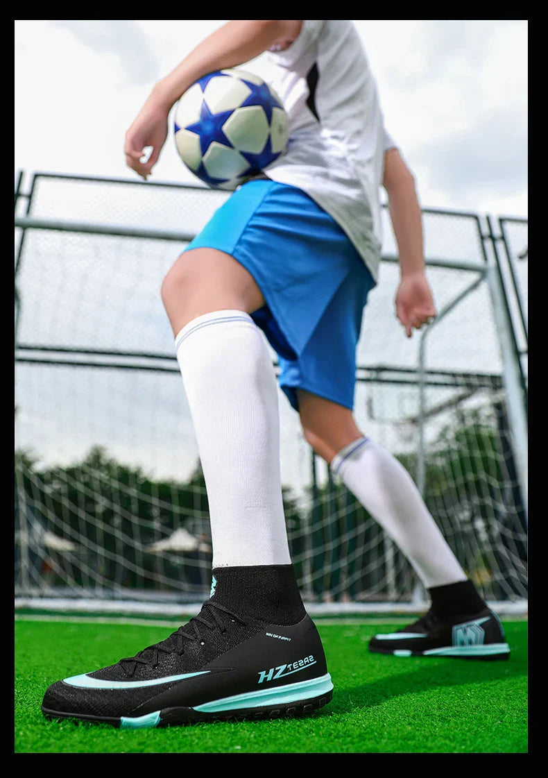 New Men Soccer Shoes Boys Cleats Adult Outdoor Breathable Football Boots Training Sport Long Spikes Non Slip Match Comfortable