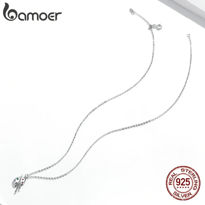 925 Sterling Silver Color Palette Necklace Chain Zircon Crystal Art Brush for Women Fine Statement Jewelry SCN457