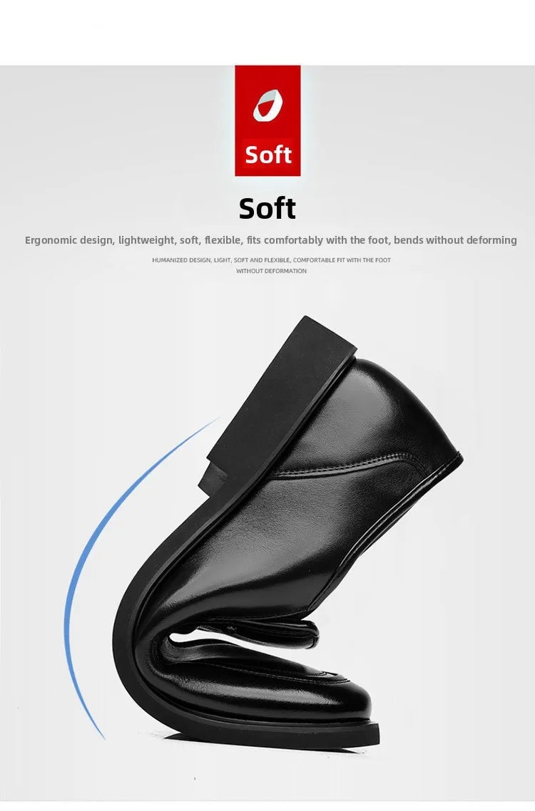 Men's Business Casual Leather Shoes round Toe Low Top Breathable Anti-Slip Rubber Outsole Comfortable Commuting Shoes