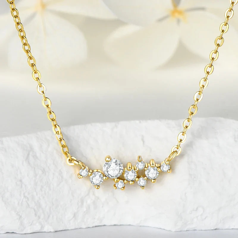Moissanite Diamond Necklace Ring 925 Sterling Silver Cluster Pendant Jewelry Set For Women Laides Engagement Rings Gift