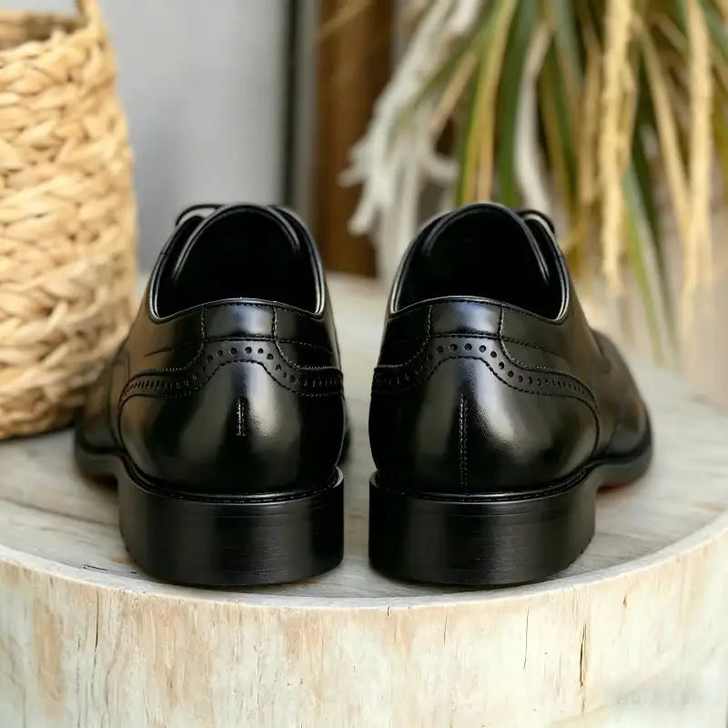 Men's Black Brogue Oxford Shoes Formal Dress Shoes for Business Wedding Red Sole Comfortable Lace-up Footwear