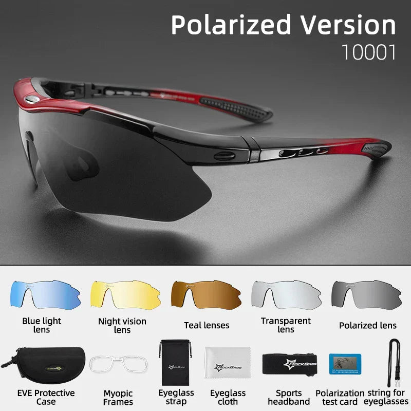 Cycling Polarized glasses Bike Sunglasses Outdoor Sports Sunglasses MTB PC Goggles Eyewear 5/3 Lens Bicycle Accessory