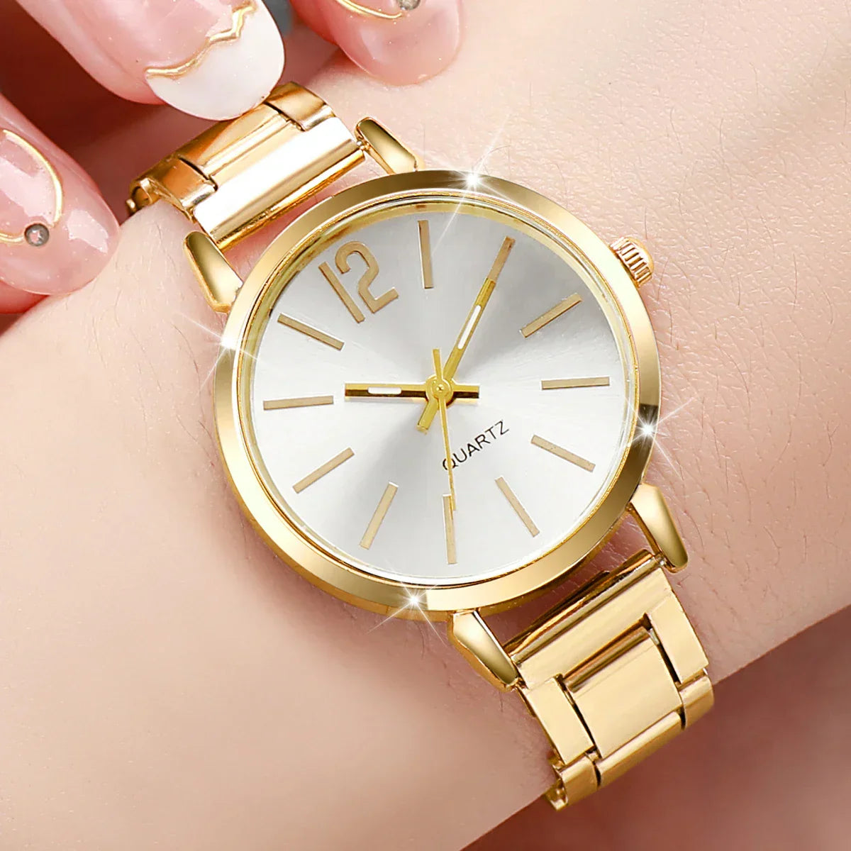 5/6PCS Fashion Women Watches Jewelry Set Luxury Analog Quartz Watch for Women Reloj Mujer Girls Clock Gift（Without Box）