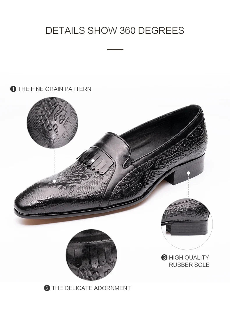 High Quality Fashion Loafers Dress Shoe Men Casual Leather Shoes Elegant Custom Mens Wedding Office Business Shoe Black Big Size