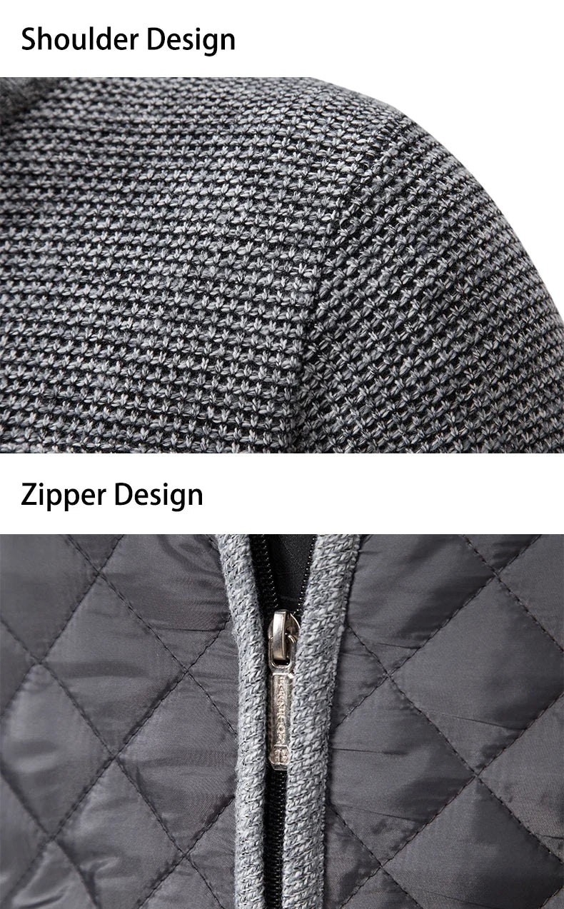Autumn Winter Sweater Men's Loose Cardigan New Cold High Neck Jumpers Patchworked Windbreaker Casual Jackets