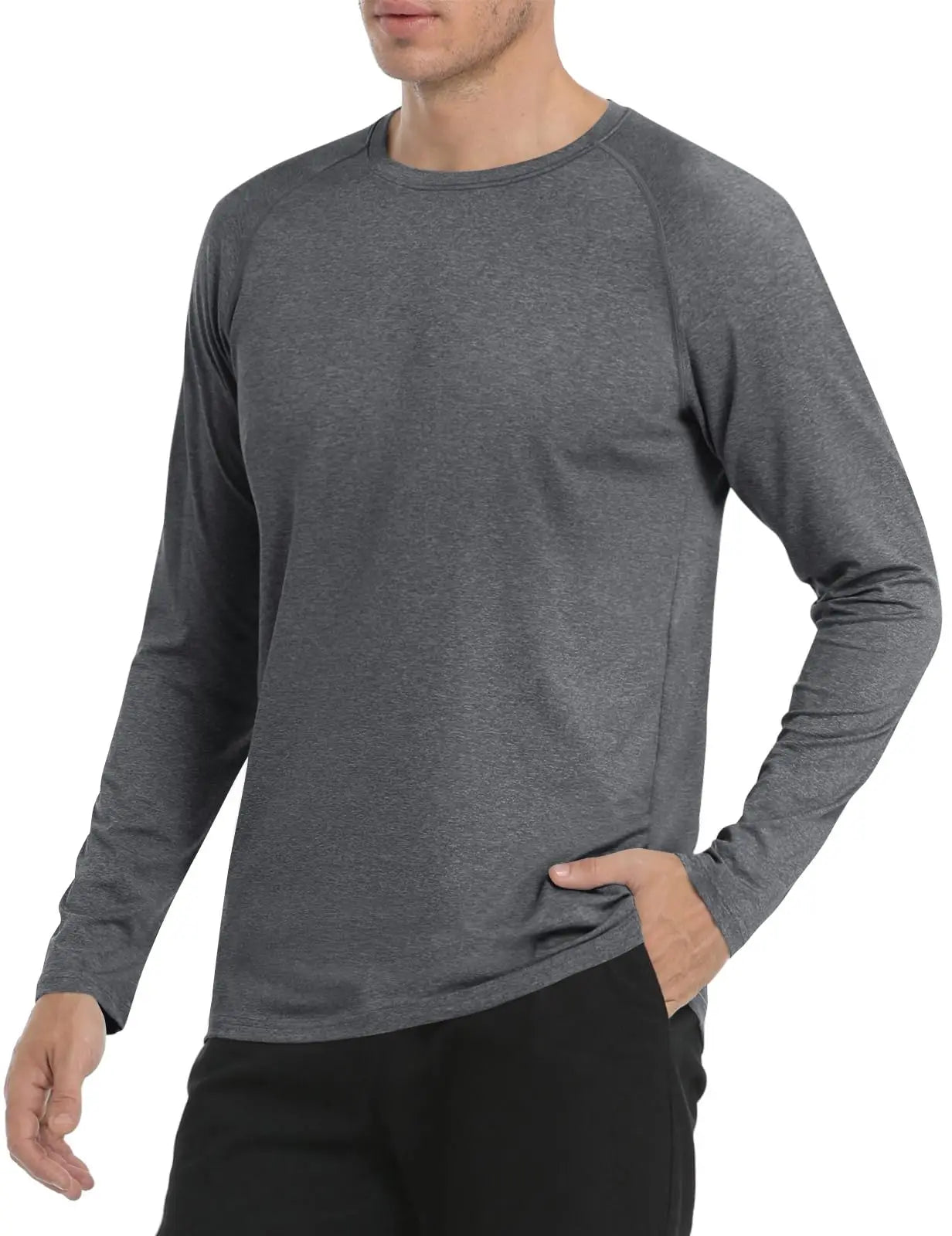 Men's UPF 50+ Shirts Summer Long Sleeve Lightweight T-Shirt Quick Dry Breathable Shirt Outdoor Sport Gym Running Tops