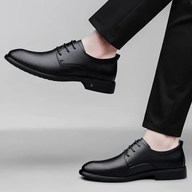 New Mens Formal Business Oxford Shoes Classic Leather Dress Shoes Wedding Office Casual Footwear Derby Shoes Male Sneakers