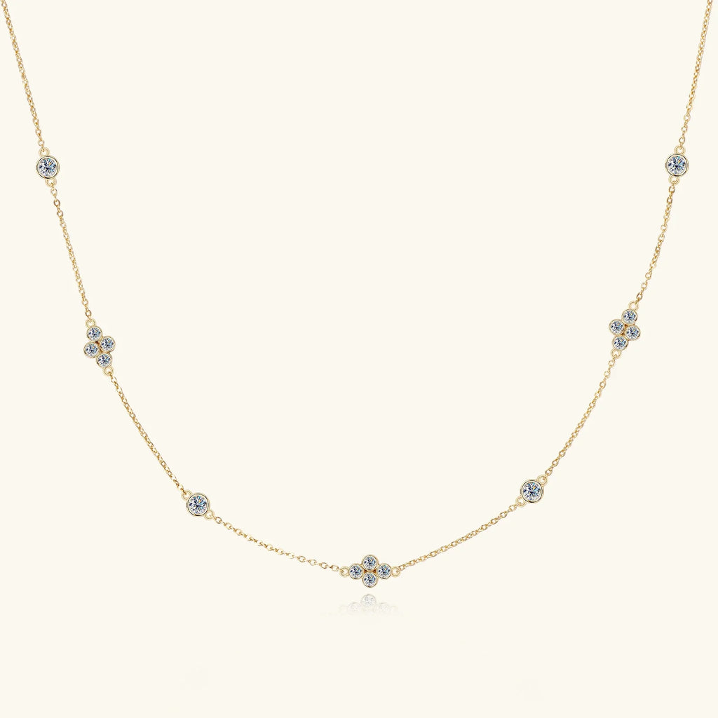 925 Sterling Silver Choker Necklaces 3mm Moissanite Clover Necklace for Women Neck Chain Female Jewelry Gift