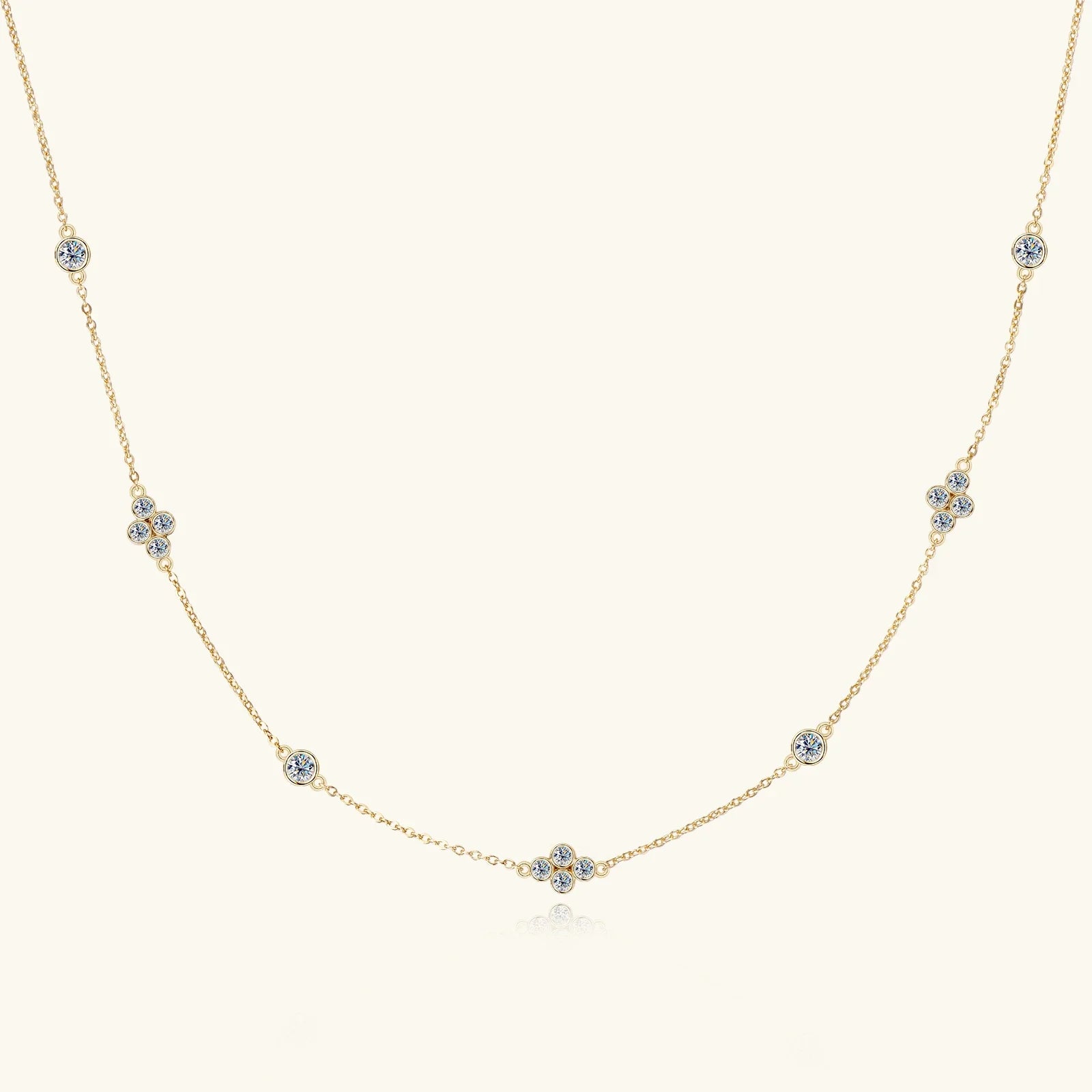 925 Sterling Silver Choker Necklaces 3mm Moissanite Clover Necklace for Women Neck Chain Female Jewelry Gift