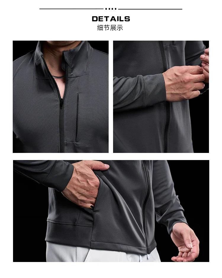 Men Running Jackets Gym Zipper Sport Jacke Jogging Training Quick-drying Fitness Sweatshirt Outdoor Casual Running Sportswear