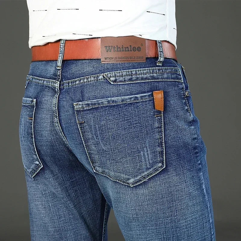 Mens High Quality Jeans Fashion Straight Denim Pants Men Classic Casual Jeans Male Plus Size Denim Trousers Ripped Jeans 28-40