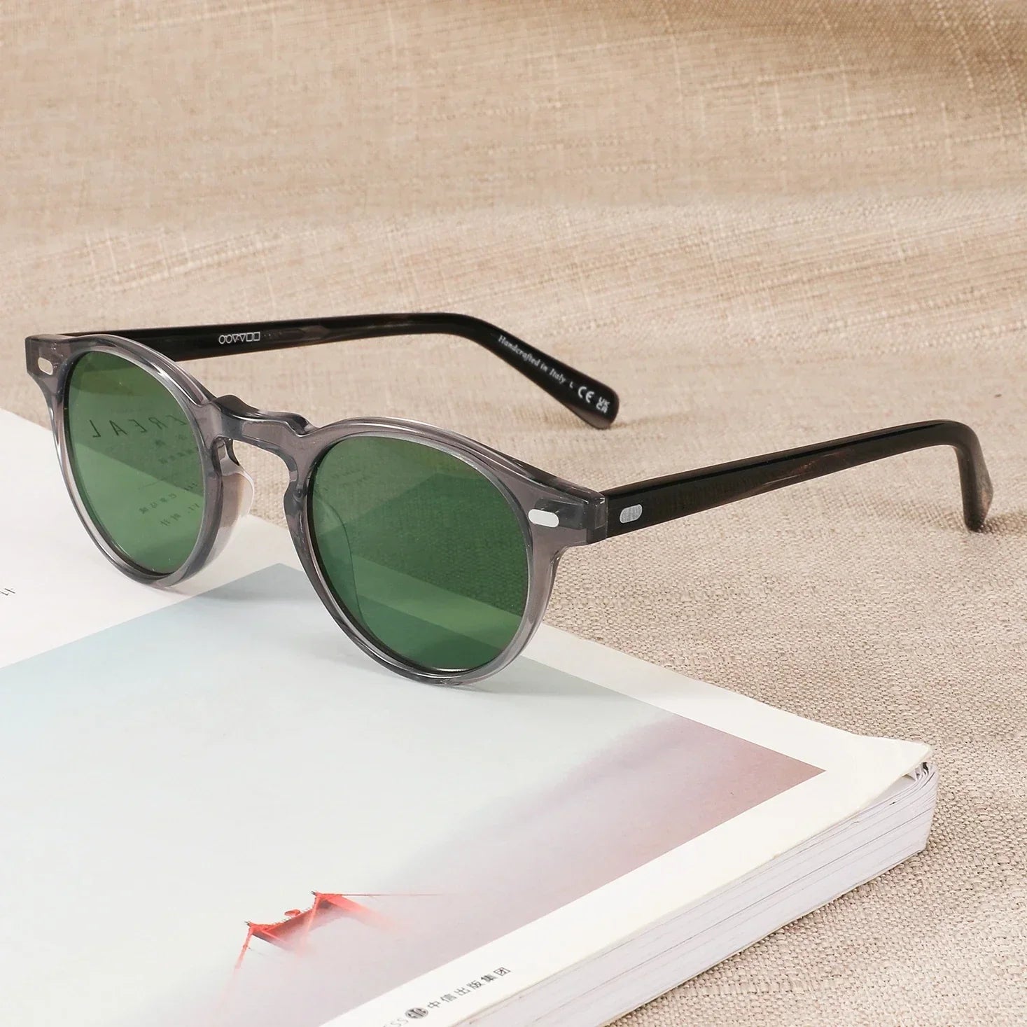Gregory Peck Vintage Polarized Sun Glasses OV5186 Clear Frame Sunglasses Brand Designer Men Women OV 5186 Gafas Oculos with case