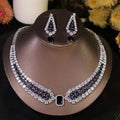 Fashion Wedding Jewelry Sets Shiny Red and white inlaid CZ Crystal Necklace and Earrings 2PCS Bridal Dress Party Accessories