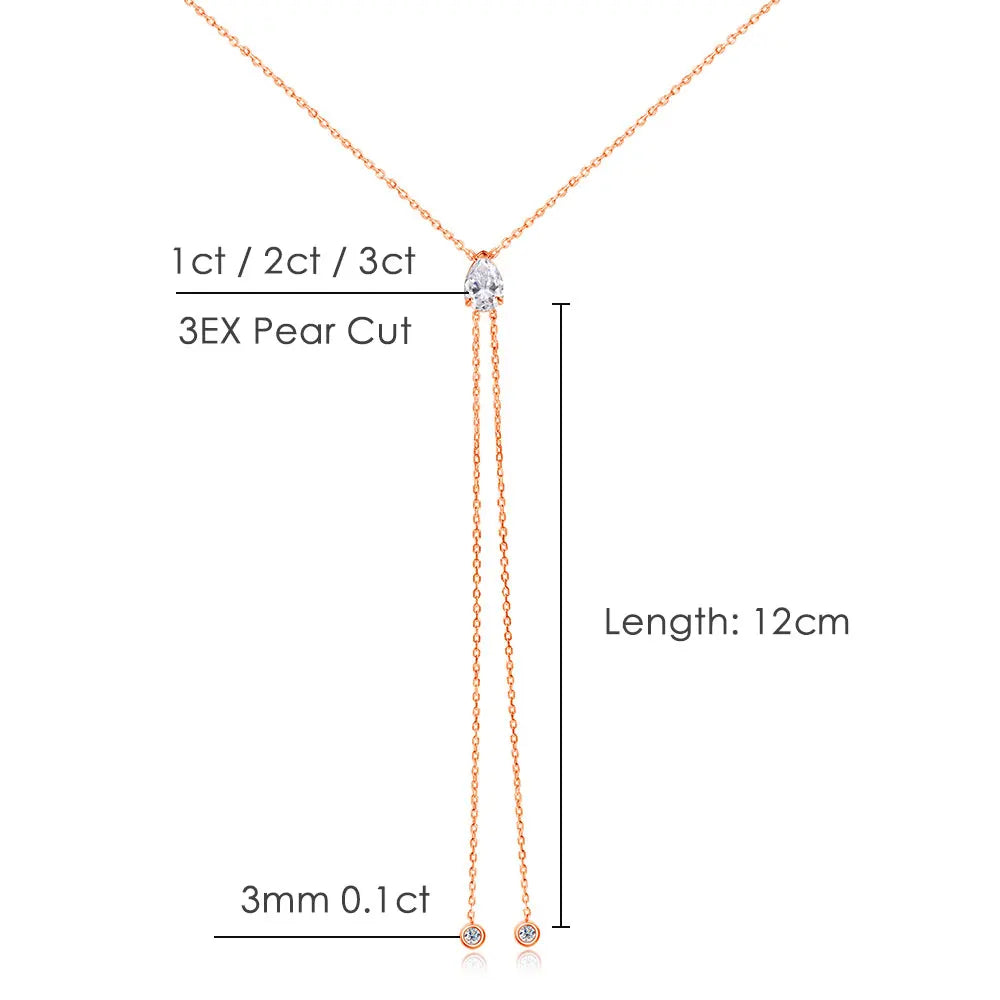 Moissanite Necklaces Pear Cut Pendant 1/2/3 ct GRA Certified Lab Diamond Girl Gift s925 Sterling Silver Dainty Necklace