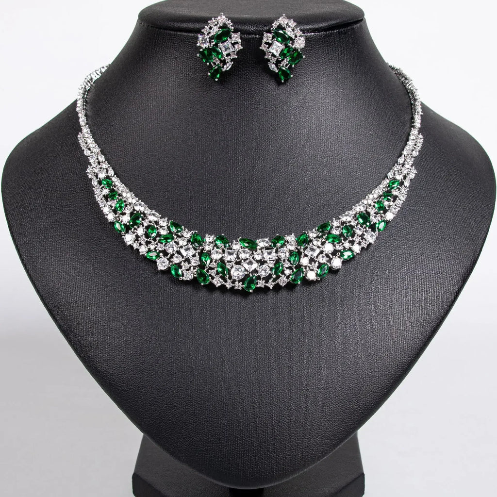 Pop Hot Stereo Jewelry Oil Painting Necklace Earrings Premium Multi-Color 2-Piece Wedding Travel Women's Holiday Gift M-1000