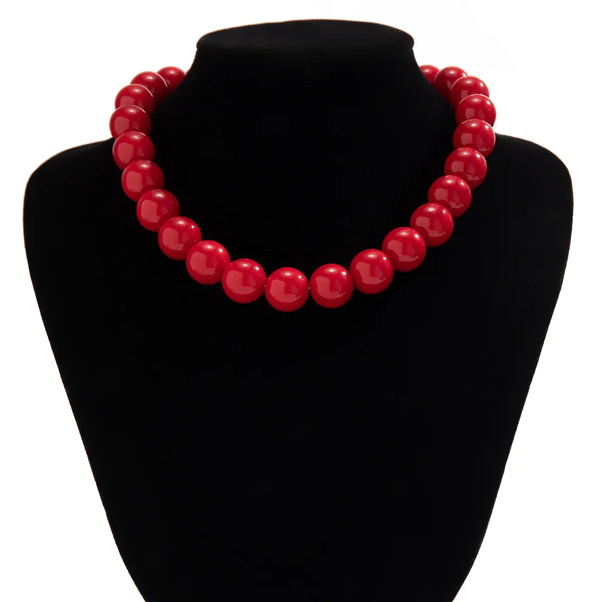 Salircon Gothic Simple Acrylic Red\Black Big Ball Bead Chain Necklace Women's Y2K Korean Clavicle Necklace Trendy Party Jewelry