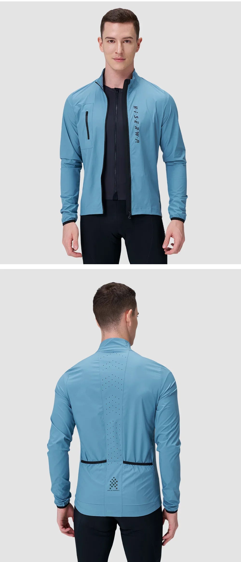 Men Cycling Jacket Lightweight Breathable Anti-UV Cycling Windbreaker High Quality MTB Road Bike Jersey 2-Way Zipper