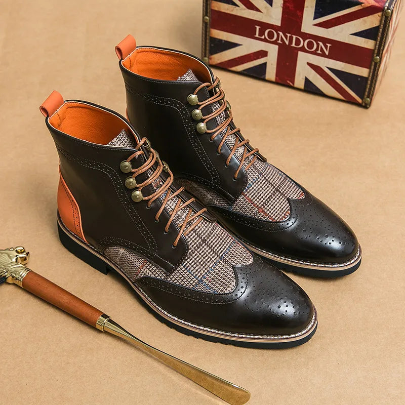 Retro Black Men's Leather Boots