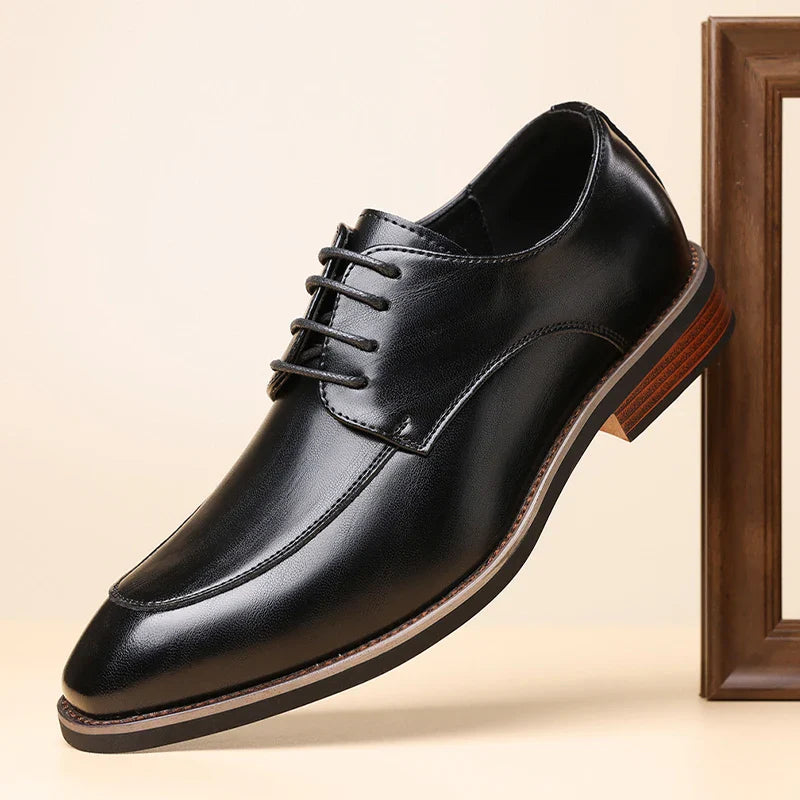 Men's Formal Leather Shoes, Comfortable Soft Sole Office Derby Shoes, Breathable Anti-Slip Business Men's Shoes-HT1009