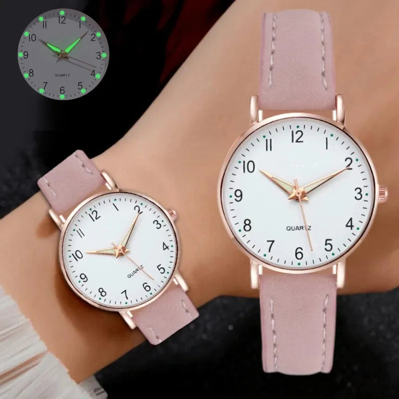Fashion Watch For Women Leather Belt Watches Ladies Luxury Analog Quartz Luminous Wristwatch Clock Relogio Feminino