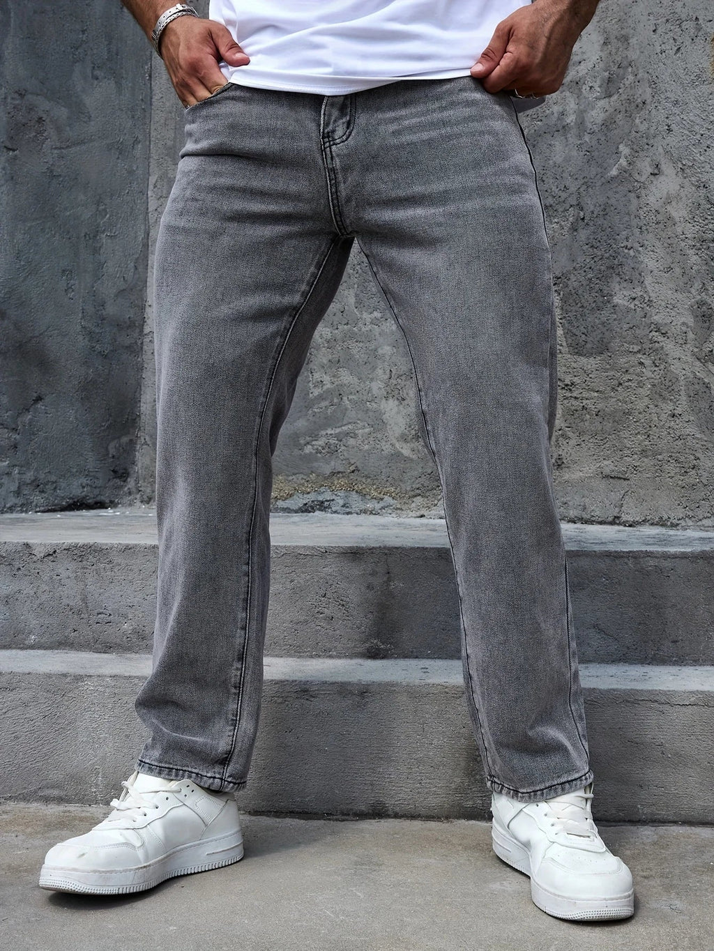 2025 Casual Men's Jeans Pants grey regular-fit Versatile trousers All Season comfort size EU 44-52 US 34-42