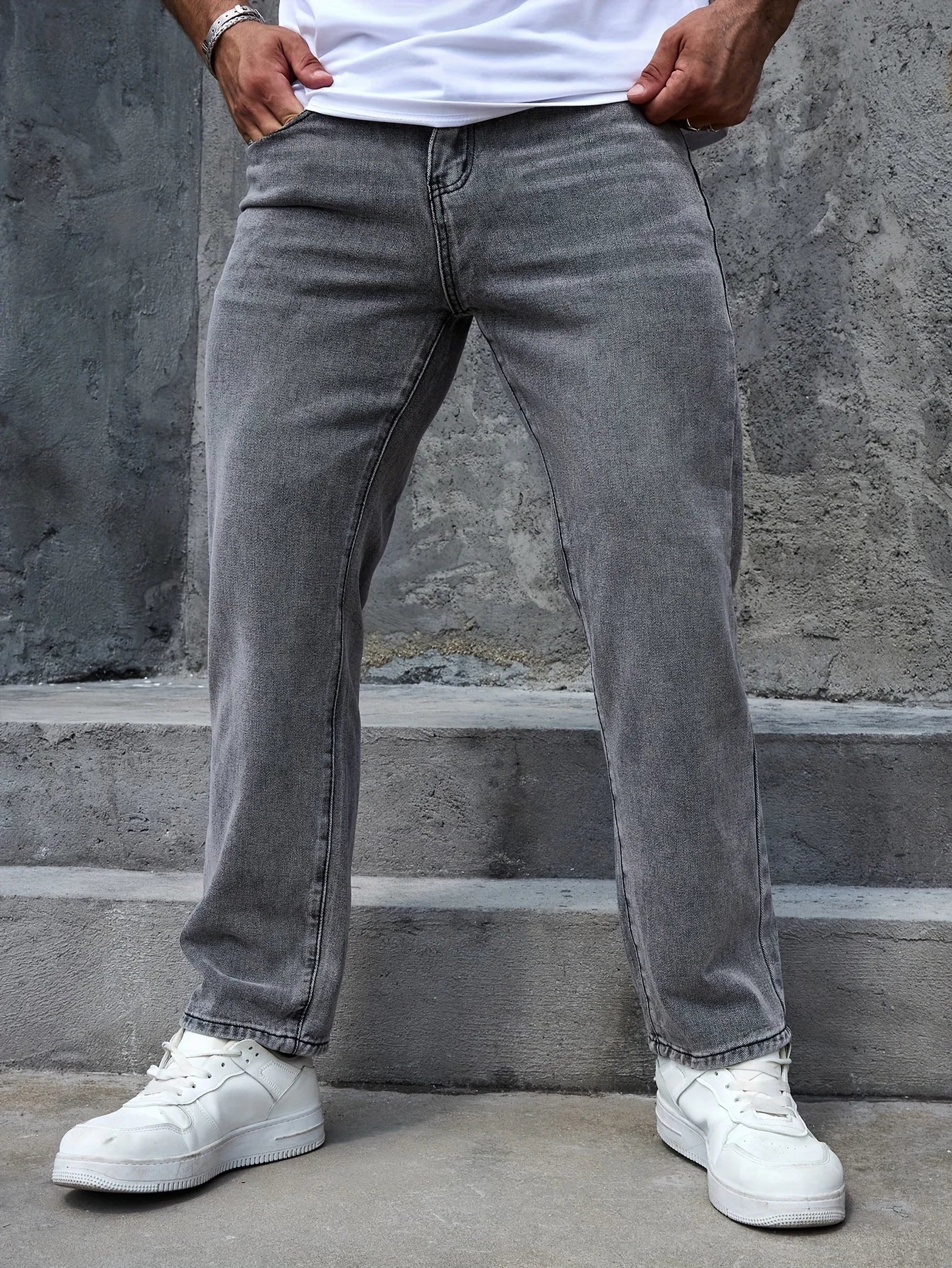 2025 Casual Men's Jeans Pants grey regular-fit Versatile trousers All Season comfort size EU 44-52 US 34-42