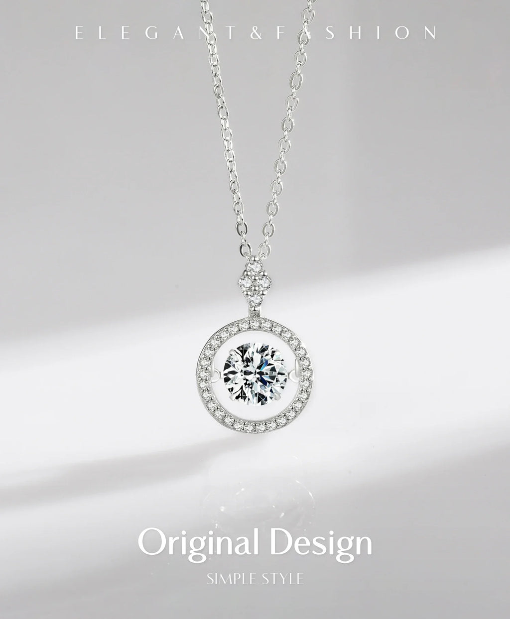 925 Sterling Silver Sparkling Luxury Pendant Necklace Link Chain Movable Zirconia Wedding Engagement Jewelry For Women