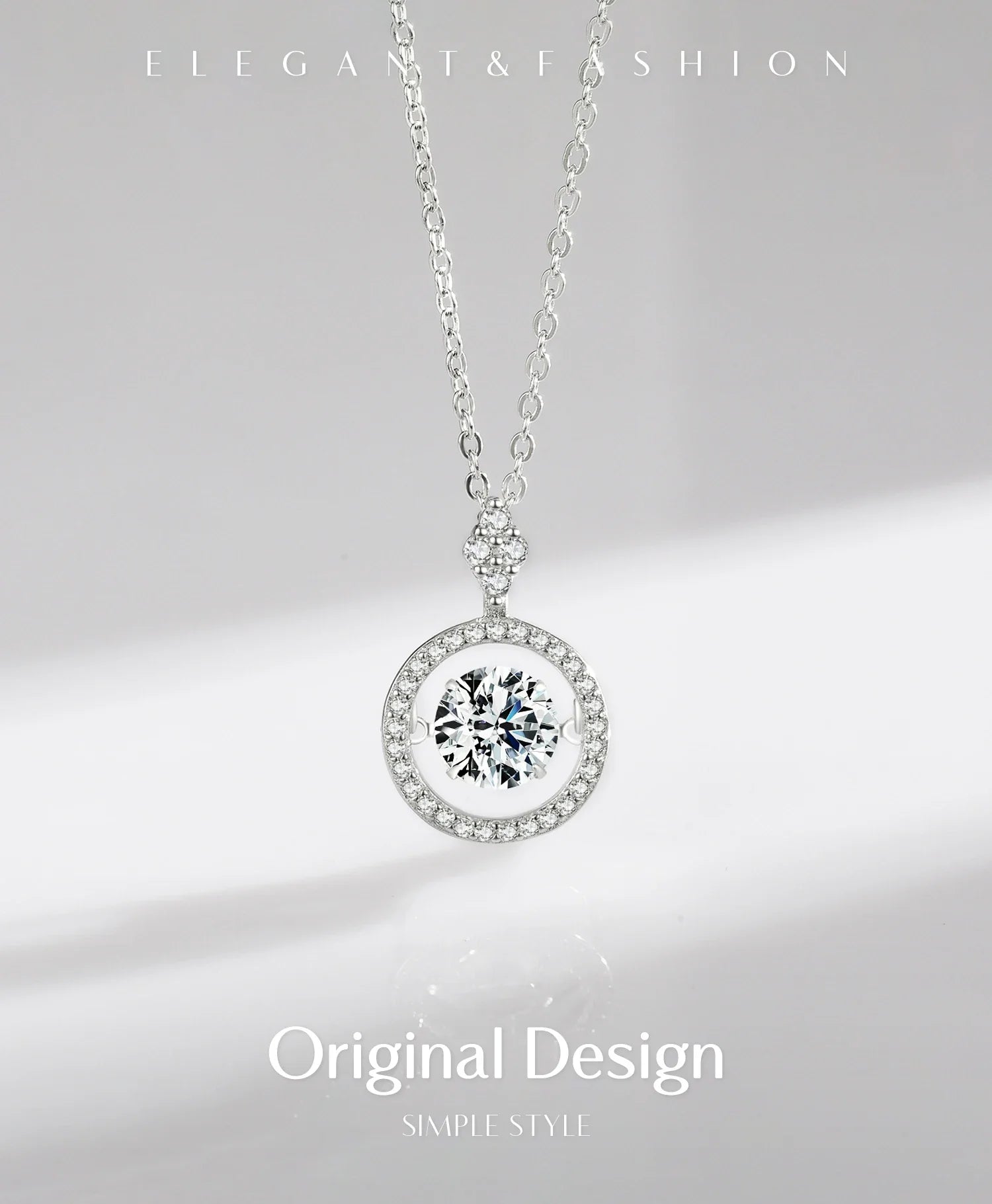 925 Sterling Silver Sparkling Luxury Pendant Necklace Link Chain Movable Zirconia Wedding Engagement Jewelry For Women
