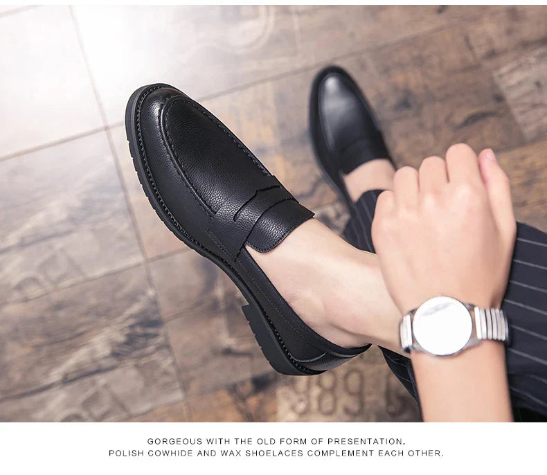 Men's Dress Shoes Formal Office Leather Brogues Shoes Male High Quality Casual Business Shoes Men Social Leather Loafers For Man
